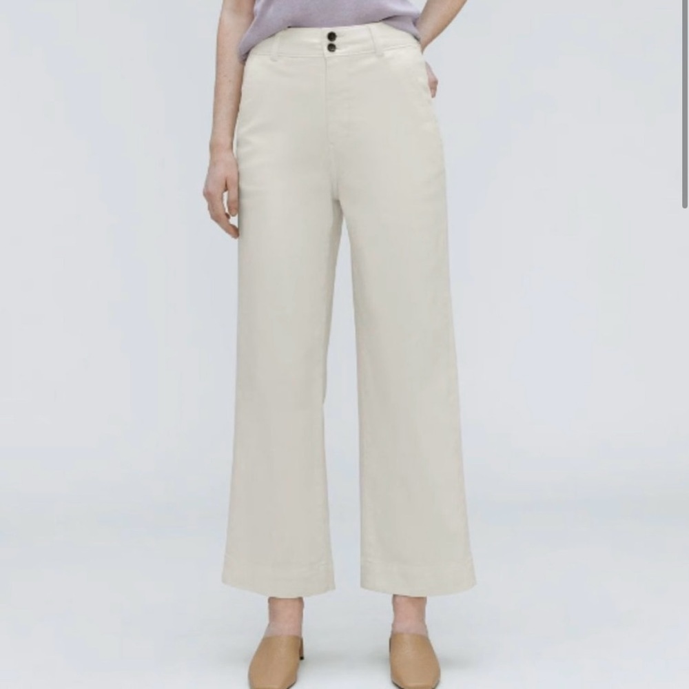 NWT Everlane Organic Cotton Wide Leg Cropped Pant Bone White 2